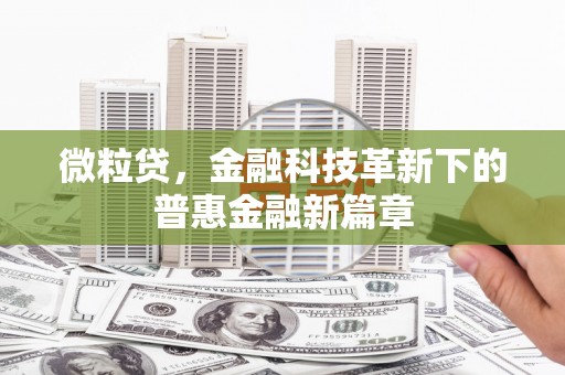 苏澳微粒贷，金融科技革新下的普惠金融新篇章