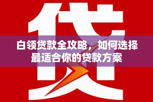 苏澳白领贷款全攻略，如何选择最适合你的贷款方案